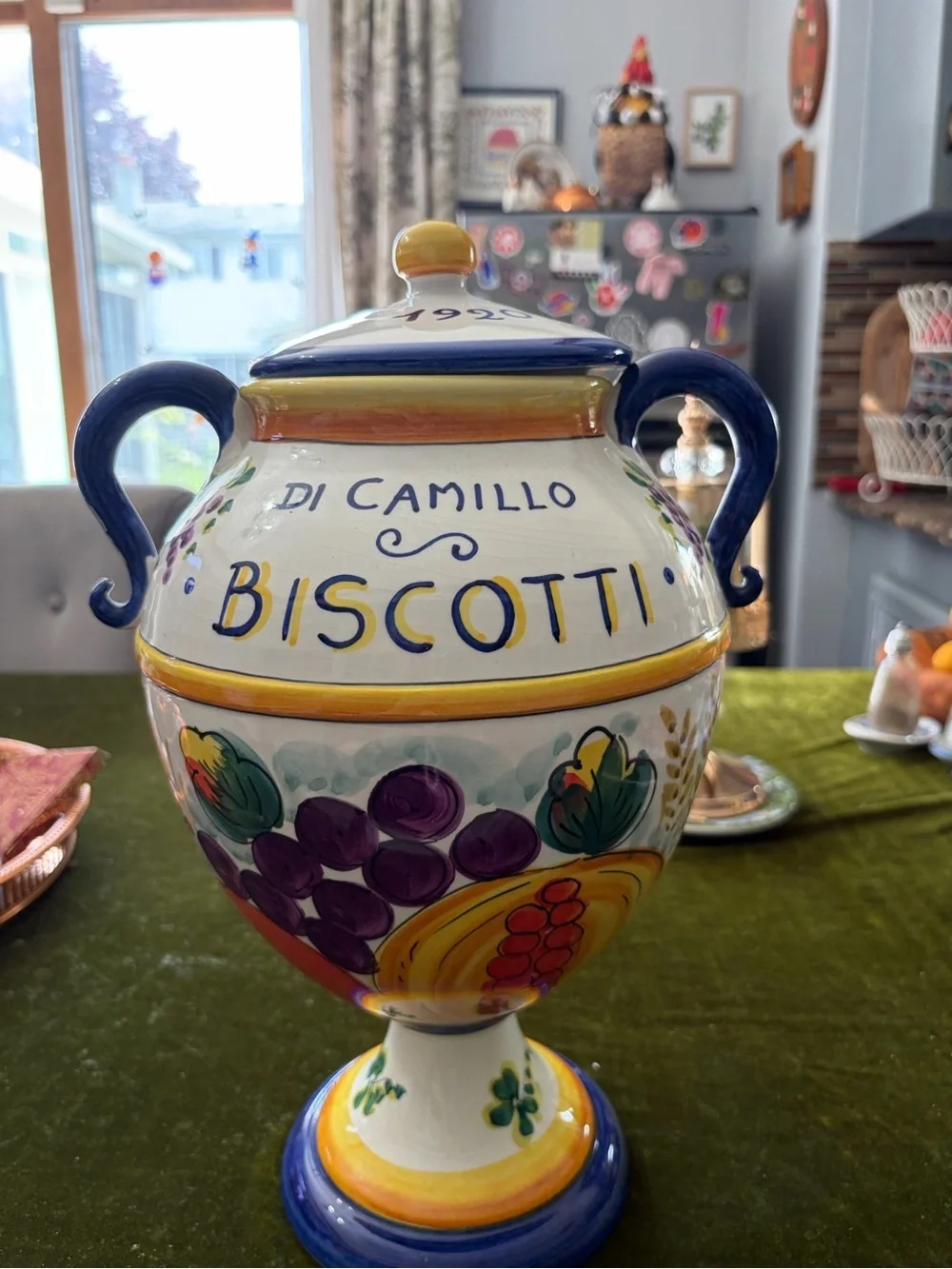 Hand-Painted Biscotti Jar - Multicolor Ceramic Canister